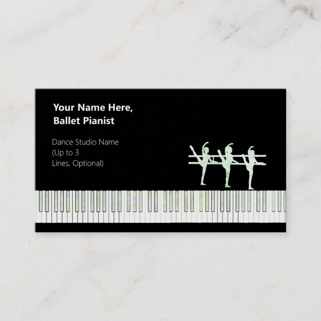 Tarjeta De Visita Var verde irlandés pianista ballet. Purpurina (Anverso)