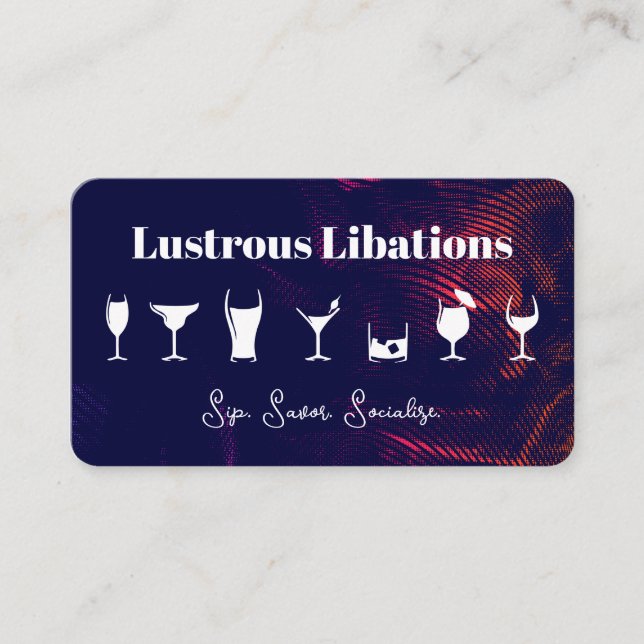 Tarjeta De Visita Variedad de copas | Salón del bar (Anverso)