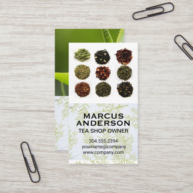 Tarjeta De Visita Variedades de té (Anverso/Reverso In Situ)