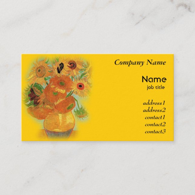 Tarjeta De Visita Vase con doce girasoles, Vincent van Gogh (Anverso)