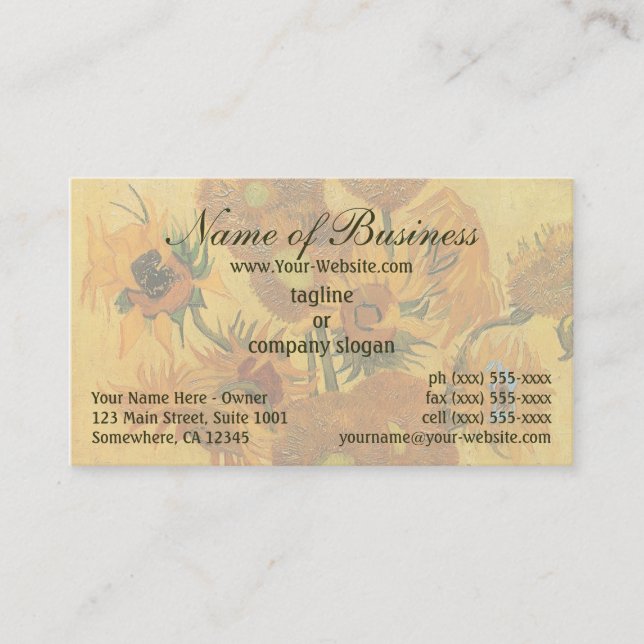 Tarjeta De Visita Vase con quince girasoles de Vincent van Gogh (Anverso)