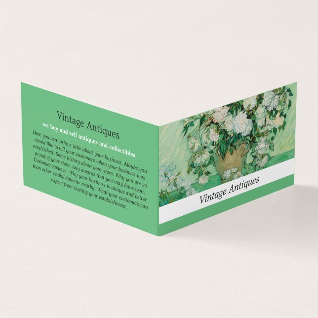 Tarjeta De Visita Vase Con Rosas Rosadas, Van Gogh, Antiguo Comercia (Exterior)
