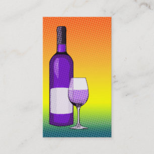 Tarjeta De Visita vaso de vino y botella de caldo cómico de halftone