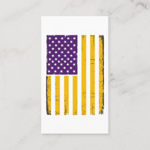 Tarjeta De Visita Vector de bandera americana morada y dorada con as