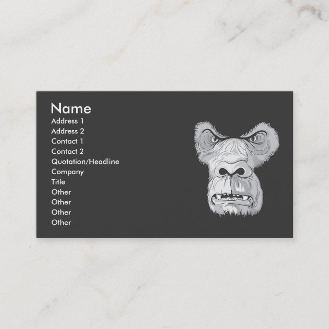 Tarjeta De Visita vector de cara de gorila (Anverso)