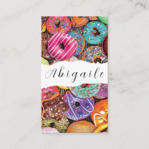 Tarjeta De Visita Vector de Donas Vintage Sin Costuras Feather