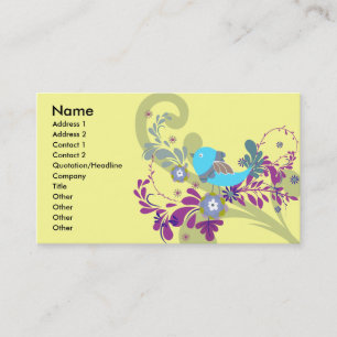 Tarjeta De Visita vector de hermoso pajarito azul
