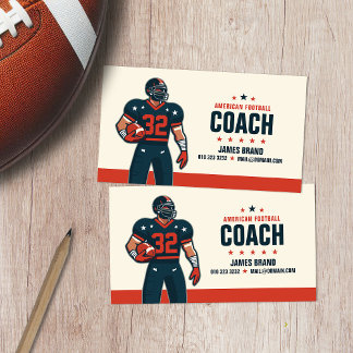 Tarjeta De Visita Vector moderno ilustrado entrenador de fútbol amer