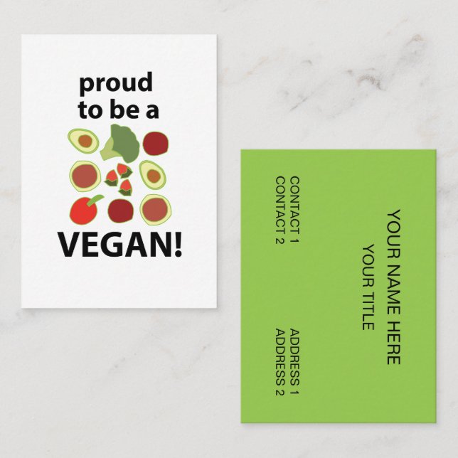 Tarjeta De Visita Vegan Orgulloso De Ser Vegan (Anverso / Reverso)