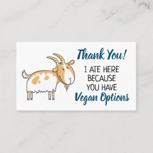 Tarjeta De Visita Vegan treach restaurant gracias