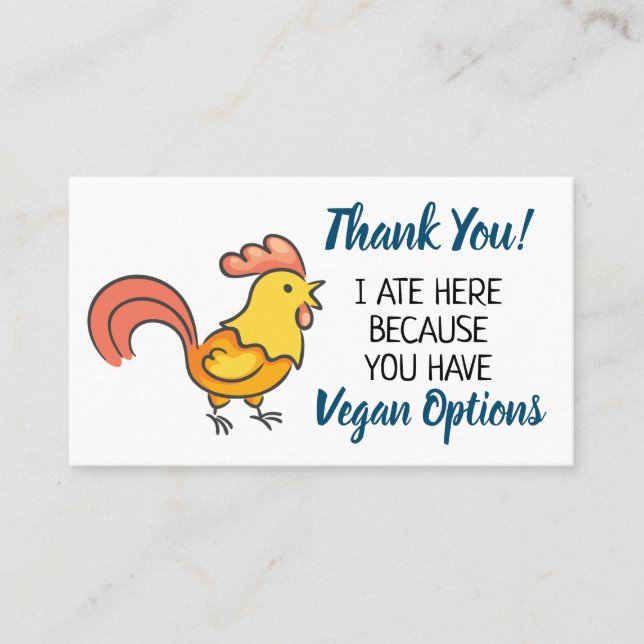 Tarjeta De Visita Vegan treach restaurant gracias (Anverso)