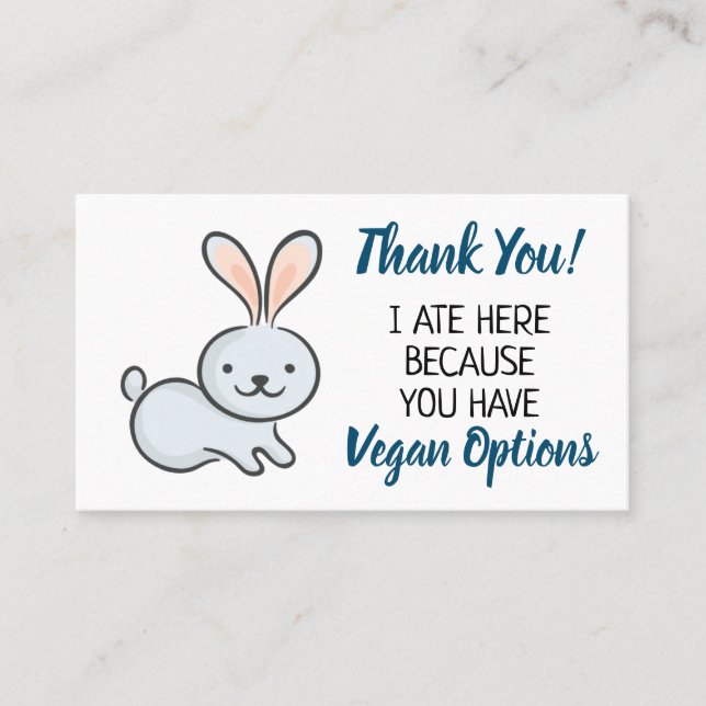 Tarjeta De Visita Vegan treach restaurant gracias (Anverso)