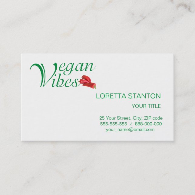 Tarjeta De Visita Vegan vibes (Anverso)