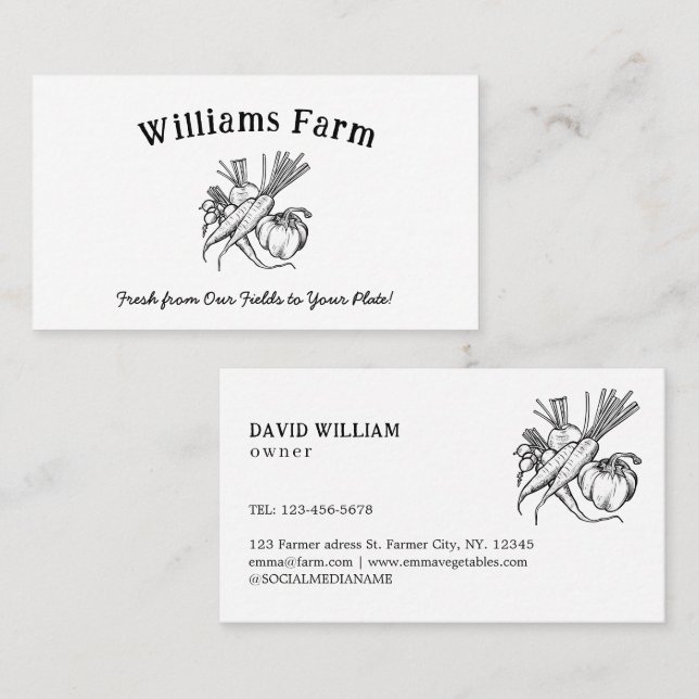 Tarjeta De Visita Vegetable Farm Market Agriculture Business Card (Anverso / Reverso)