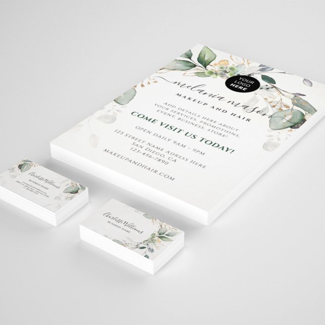 Tarjeta De Visita Vegetación acuática Oro Eucalipto Leaf Elegante (Subido por el creador)