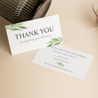 Tarjeta De Visita Vegetación de acuarela Gracias Por Tu Pedido