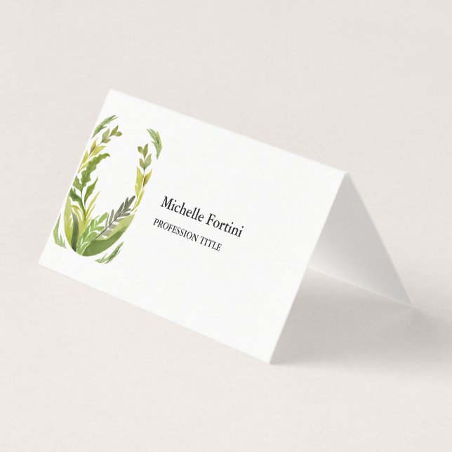Tarjeta De Visita Vegetación floral Moderna Elegante Planta Minimali (Anverso)