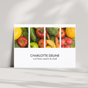 Tarjeta De Visita Vegetales Elegantes Modernos Foto Nutricionista Ch
