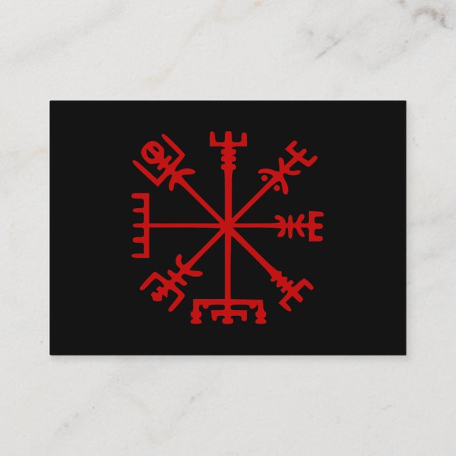 Tarjeta De Visita Vegvísir rojo sangre (compás de Viking) (Reverso)