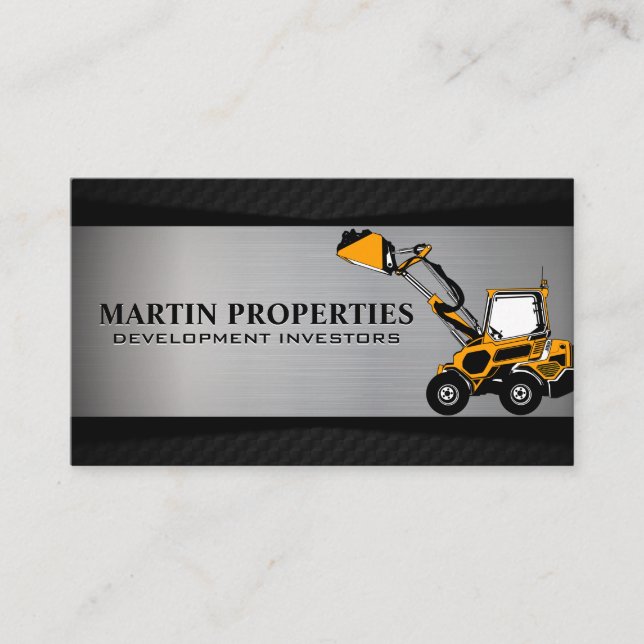 Tarjeta De Visita Vehículo de construcción | Bulldozer | Desarrollo (Anverso)
