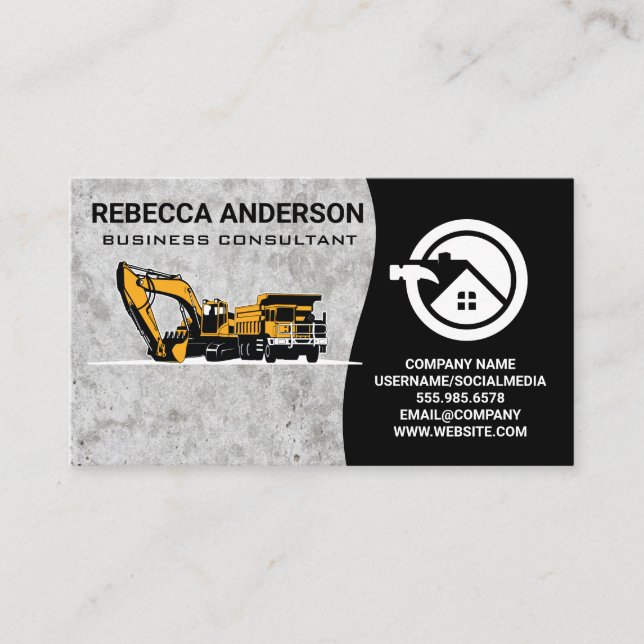 Tarjeta De Visita Vehículo de construcción | Construcción de viviend (Anverso)