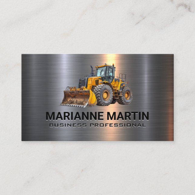 Tarjeta De Visita Vehículo de construcción del bulldozer | Brillo me (Anverso)