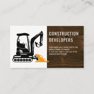 Tarjeta De Visita Vehículo de construcción   Grano de madera
