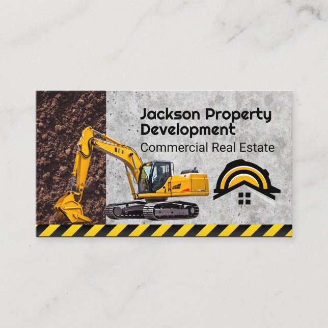 Tarjeta De Visita Vehículo de construcción | Logotipo residencial Ha (Anverso)
