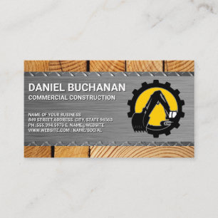 Tarjeta De Visita Vehículo de construcción   Madera de acero