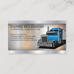 Tarjeta De Visita Vehículo de construcción   Semi Truck   Metalizado