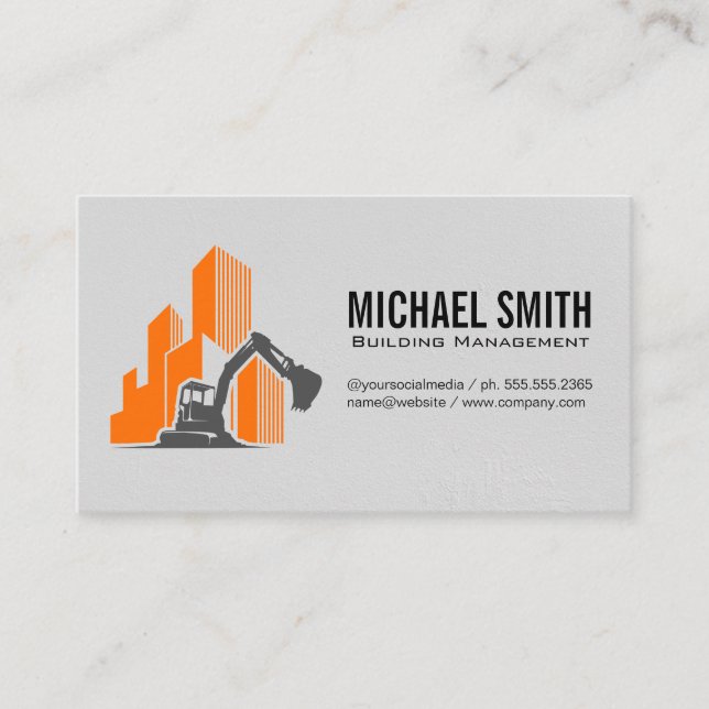Tarjeta De Visita Vehículo de construcción y logotipo de edificios (Anverso)