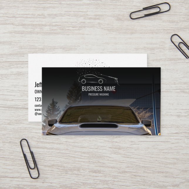 Tarjeta De Visita Vehículo de limpieza de lavado de coches (Anverso/Reverso In Situ)