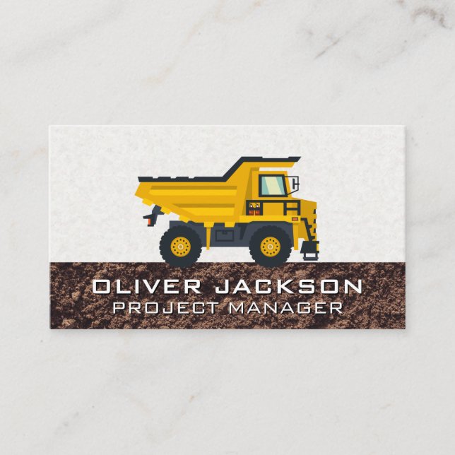 Tarjeta De Visita Vehículo de transporte de volcado de construcción  (Anverso)