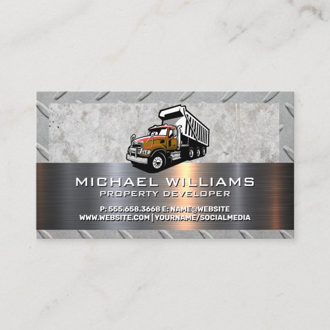 Tarjeta De Visita Vehículo de transporte de volcado de construcción  (Anverso)