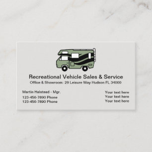 Tarjeta De Visita Vehículo Recreativo Y Casas Rodantes