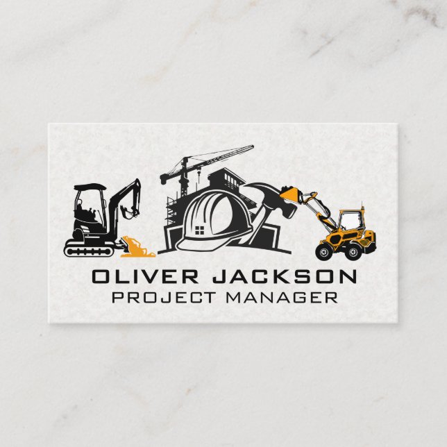 Tarjeta De Visita Vehículos de construcción de bulldozer | Sitio de  (Anverso)