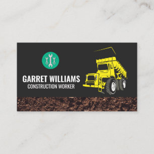 Tarjeta De Visita Vehículos De Construcción Dump Camión   Herramient