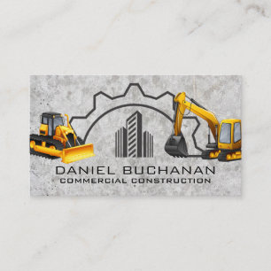 Tarjeta De Visita Vehículos de construcción   Fondo concreto