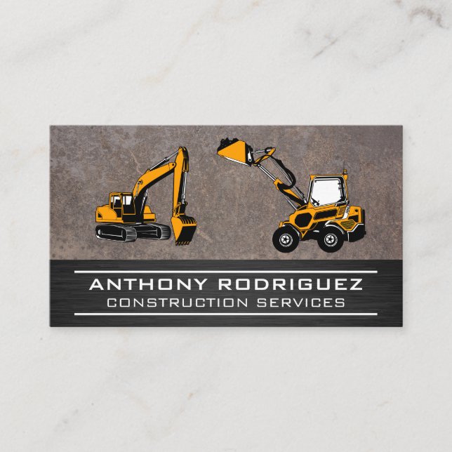 Tarjeta De Visita Vehículos de construcción | Metal (Anverso)