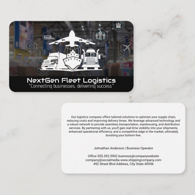 Tarjeta De Visita Vehículos de logística de transporte marítimo (Anverso / Reverso)