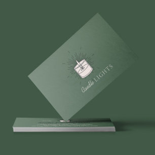 Tarjeta De Visita Vela de soja de cera hecha a mano elegante verde s