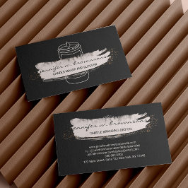 Tarjeta De Visita vela de soja elegante simple Black Pink