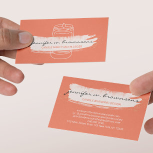 Tarjeta De Visita Vela de soja simple elegante naranja
