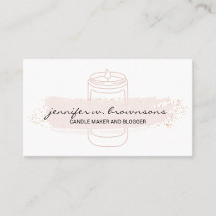 Tarjeta De Visita Vela de soja simple elegante rosa blanca