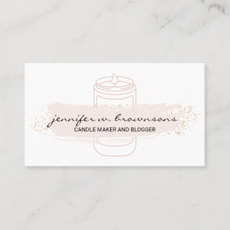 Tarjeta De Visita Vela de soja simple elegante rosa blanca