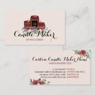 Tarjeta De Visita Vela Elegante Cera de Soja Casera Rosa