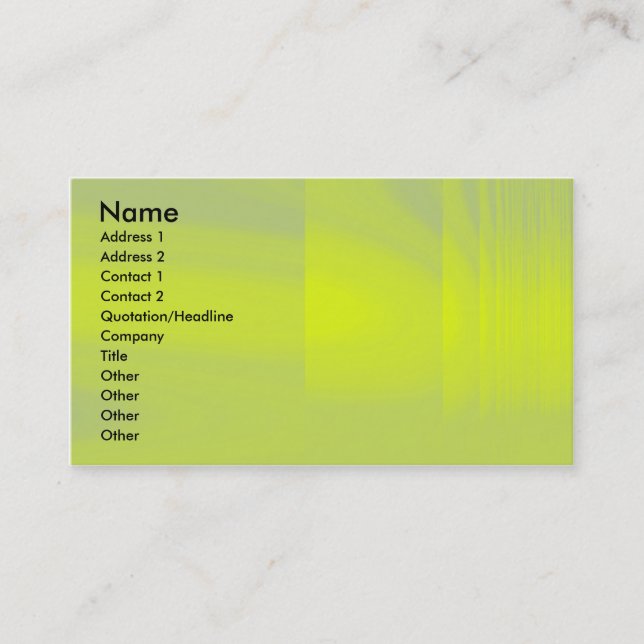 Tarjeta De Visita Vela verde amarilla (Anverso)