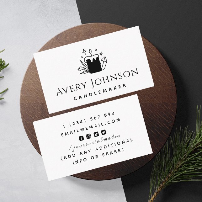 Tarjeta De Visita Vela y Joyas de cristal Candlemaker Clásico Blanco (Subido por el creador)