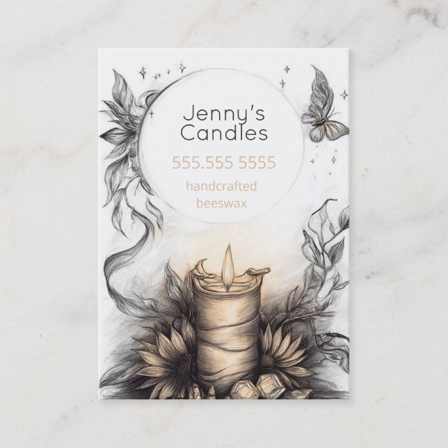 Tarjeta De Visita Velas artesanales boho código QR (Anverso)