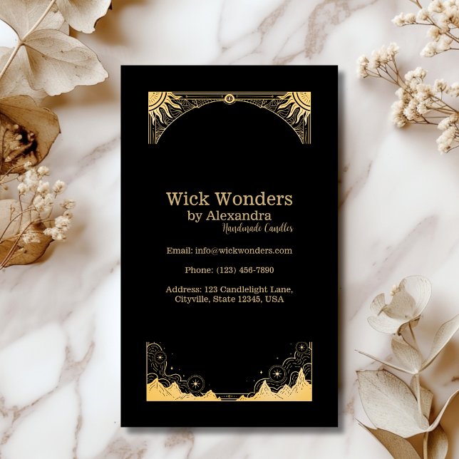 Tarjeta De Visita Velas celestes de oro y negro (Subido por el creador)
